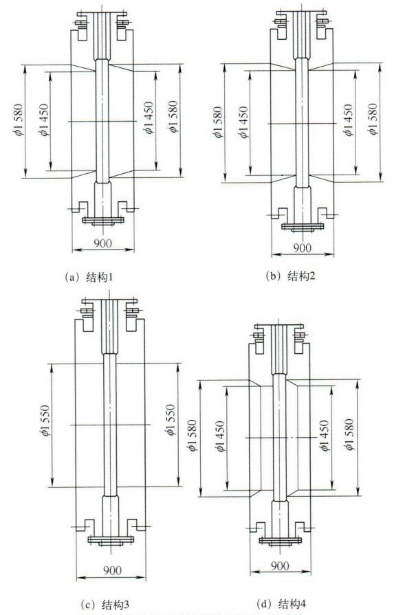 圖1 四種流體通道結構二維圖
