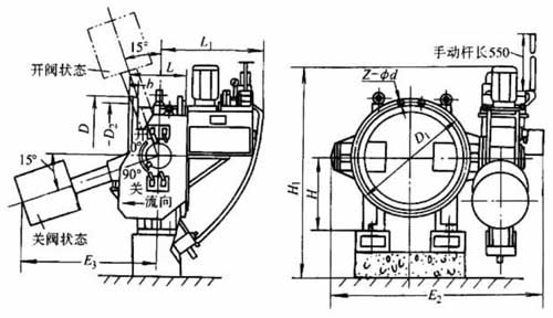 KD741X-6V型自動(dòng)保壓液控緩閉止回蝶閥主要外形及結(jié)構(gòu)尺寸圖